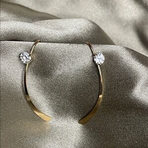 Estate Gold Tone Earrings with Sparkling CZ Accents